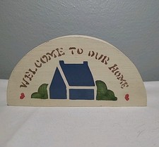 Wood Plaque "Welcome to Our Home" - Handmade Painted 5.5 x 2.75