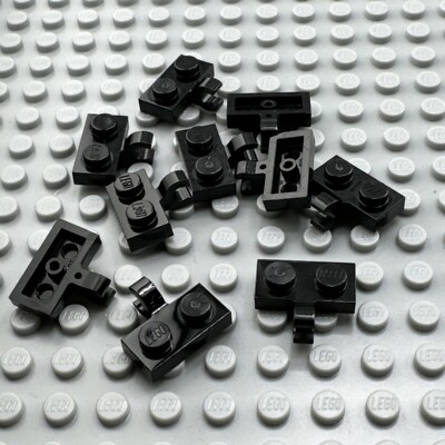 LEGO Modified Plate - Black - 1 x 2 with Clip on Side (Horizontal Grip)- QTY x10
