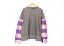 VINTI ANDREWS Plaid Sleeves Designer Oversize Sweater Wool Women Size M