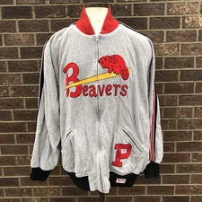 Stall & Dean Portland Beavers Ebbets Flannels Gray Wool Blend Dugout Jacket 4XL