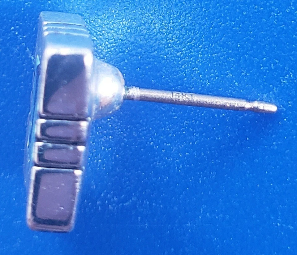 Pendiente único vintage Ralph Lauren de oro blanco macizo de 14k con piedra azul Foto 3 de 4