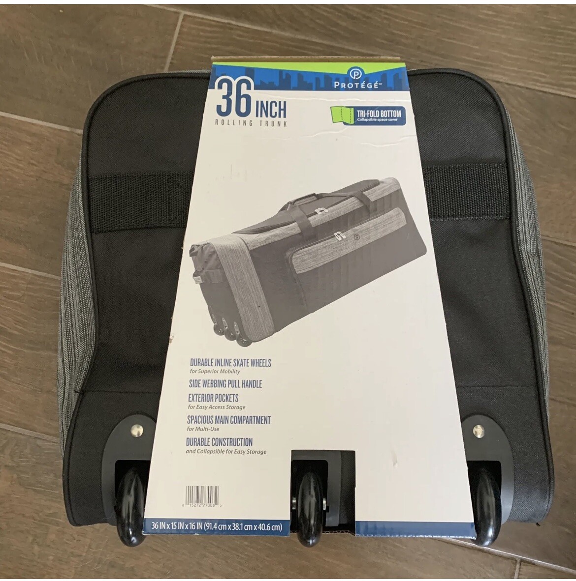 Protege Collapsible Wheeled Luggage Travel Bag 36” Black Polyester Rollin Duffel eBay