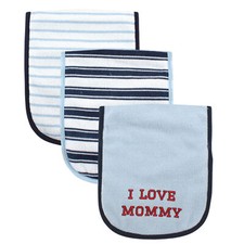 Luvable Friends Cotton Burp Cloths with Fiber Filling 3pk, Boy Mommy, One Size