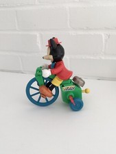 Vintage Plastic Mickey Mouse Bicycle Wind Up Toy With Metal Bell