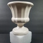 Mid Century Haeger Pottery USA Matte White Ivory Pedestal Planter Vase 6.75"