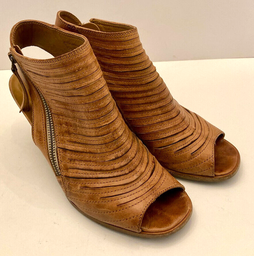 Paul Green Cayanne Leather Peep Toe Sandal Bootie Cuoio 5½ UK ~ 8 US Austria