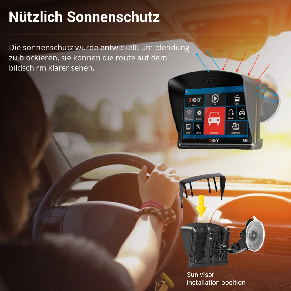 XGODY 5''/7''/9'' Zoll PKW KFZ GPS Navi Auto Navigationsgerät 48 Länder EU Karte - Bild 3 von 4