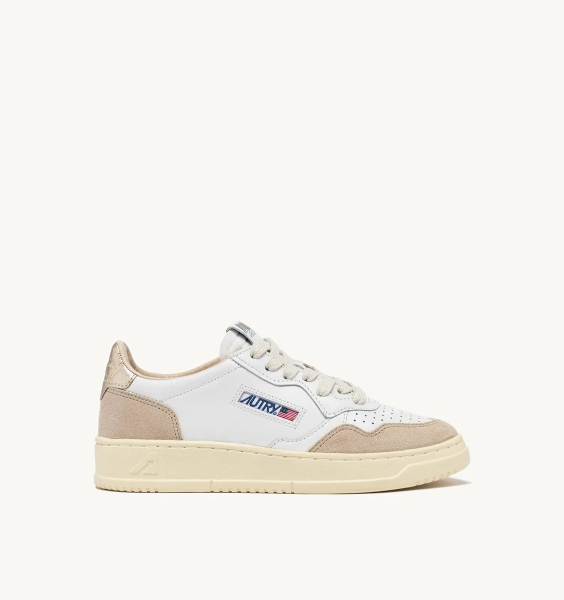 スニーカー AUTRY Women Sneakers AULW LS75 WHT GOLD White Sneakers Autry Medalist Woman Leather White & Suede Back