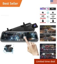 Loop Recording 10'' Mirror Dash Cam G-Sensor Parking Monitor 1080P Front  Rear