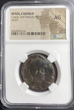 200BC - 151BC Celtic Iberian Coin Castulo Walking Sphinx NGC Graded Ancient Rare