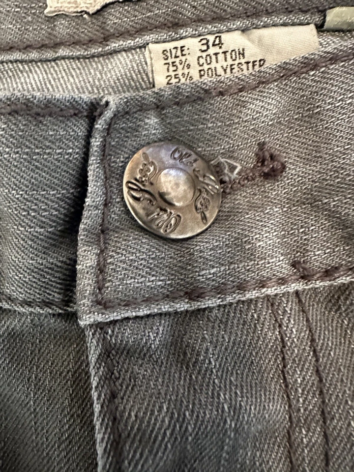 Pantalones de mezclilla vintage Old Skool para hombre 34X29 gris holgados pierna ancha hip hop grunge ¡Y2K! Foto 3 de 4