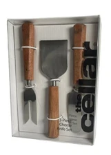 The Cellar Cheese Knife Set Of 3 Rustic Natural Wood & Stainless Steel