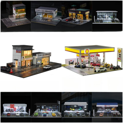 Diorama 1:64 Auto Garage Modell LED Stadt Parkplatz Gebäude Scene Display Model