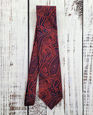 XMI Umbria Red Paisley Italian Silk Tie Hand Made In USA