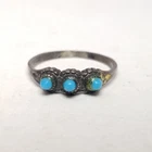 Vintage Sterling Silver Three Blue Band, ESPO, Size 6 Band, Estate