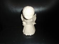 HANDMADE CERAMIC OPALESCENT WHITE ANGEL FIGURINE 7"