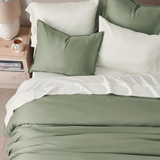 Cooling Cotton Tencel Duvet Cover Set Queen, Sage Green, Soft  Luxe
