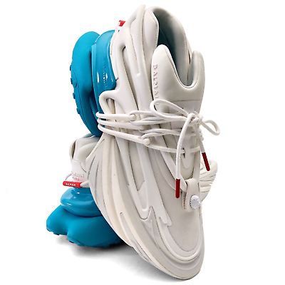 Balmain Unicorn White & Blue Neoprene/Calfskin Low-Top Balmain Unicorn White & Blue Neoprene/Calfskin Low-Top