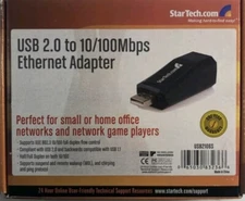 USB 2.0 To 10/100 Mbs Ethernet Adapter EUC 