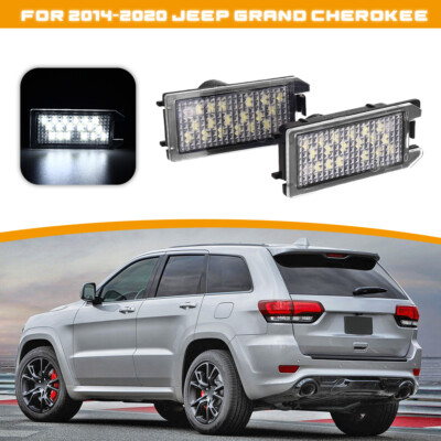 For 2014-2020 Jeep Grand Cherokee White LED Rear License Plate Light Lamp Pair