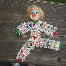 Handmade Clown, Santa Claus, and Mrs. Claus Christmas Tree Ornaments