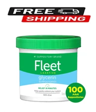 Fleet Laxative Glycerin Suppositories Adult Suppositories, 100 Count