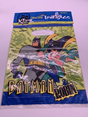 VINTAGE 1997 CARNIVAL CAPERS BATMAN & ROBIN LOOT BAGS BIRTHDAY PARTY FAVOR BAGS 