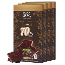 70% Dark Chocolate – Sugar Free, Keto, Low Carb, 3.2 oz (4-Pack)