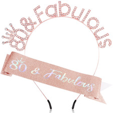 80th Birthday Decorations for Women 80th Birthday Sash and Crown Headbands 80 an
