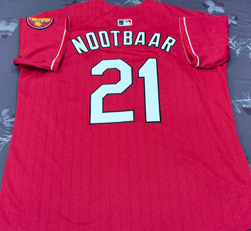 Lars Nootbaar #21 Cardinals City Connect Red Cool Base Stitched Jersey.