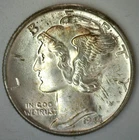 1944 BU Silver Mercury Dime US 10 Cent Type Coin 10c TONED UNCIRCULATED