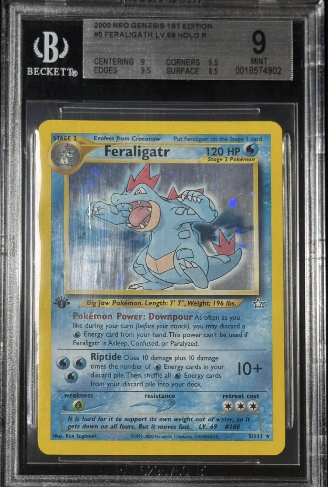 Feraligatr 1st Edition #5/111 Pokemon Neo Genesis Holo Rare - BGS 9 w/ Subgrades