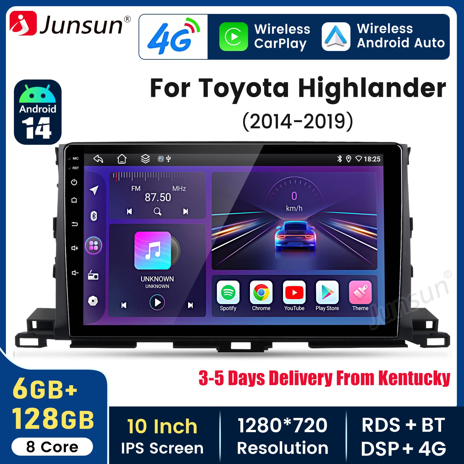 Radio Gps For Toyota Highlander 14-19