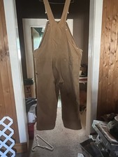 Carhartt Quilted Lined Duck Bib Overalls Men 48x32 Double Knee R02 BRN Brown USA