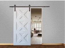 CALHOME 96 in. Classic Bent Strap Barn Style Sliding Door Track and Hardware Set