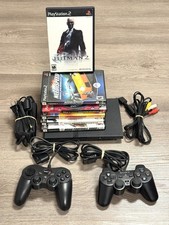 Sony PlayStation 2 PS2 Slim SCPH-75001 Console W/ 2 Controllers 7 Games TESTED