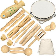 Holz Musikinstrumente Set für Kinder, Kleinkinder und Baby, 17 Stück Instrume...