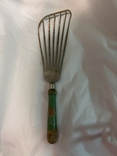 Vtg Fish Spatula Utensil Green Wood Handle Whisk Beater Kitchen 11