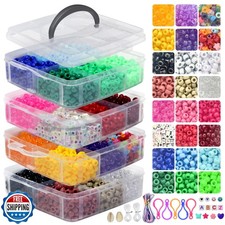 WANSPOORTS 4600 pcs Pony Beads Kit, Kandi Hair Rainbow Beads Plas