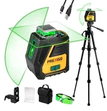 PREXISO 100Ft Green Self Leveling Cross Line 360 Laser Level w/Tripod Line Laser