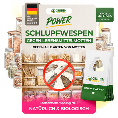 GreenGuardia Schlupfwespen gegen Lebensmittelmotten 1 bis 25 Karten, 1xLieferung