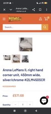 Arena LeMans II, right hand corner unit, 450mm wide, silver/chrome