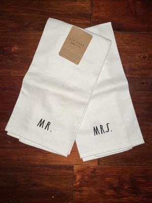 Set of 2 Rae Dunn Mr. and Mrs. Kitchen Dish Towels NWT