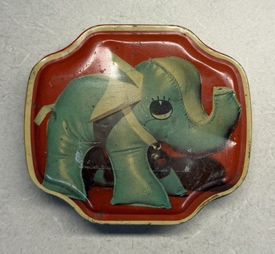 Vintage Horner Elephant Tin Mixed Fruit Drops Candy England Embossed