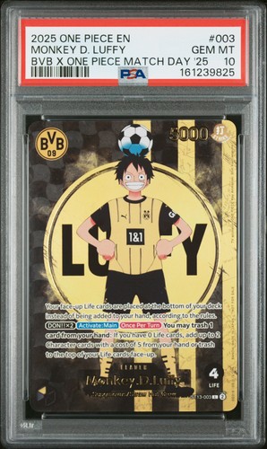 2025 ONE PIECE PROMOS BVB X ONE PIECE MATCH DAY 2025 #003 MONKEY D. LUFFY PSA 10