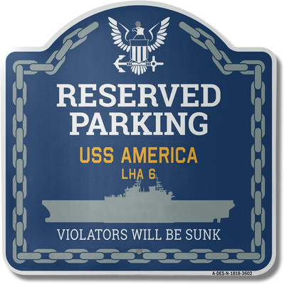 USS America LHA 6 Aluminum Sign | 18'' x 18'' Navy Ship Gift Made in USA