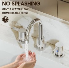 8 Inch 3 Hole Widespread Chrome Bathroom Faucet 2 Handle Bathroom Vanity Fauc...