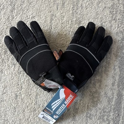Winter Hawk Men's Waterproof Insulated Ski Gloves Leather Thinsulate Black S