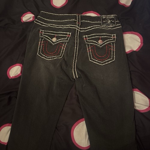 True Religion Black Straight-Leg Dark Wash Mid Rise WOMEN SIZE 29