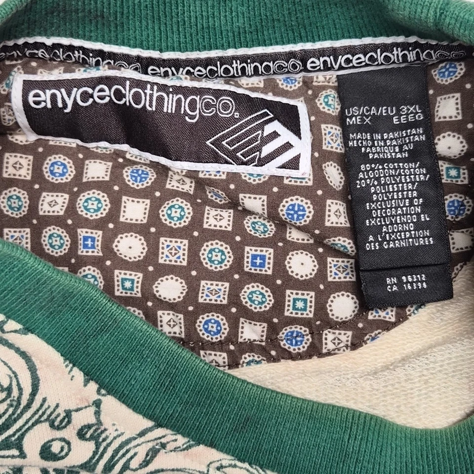 De Colección Y2K Enyce Verde Beige Pirata Francés Gráfico Suéter Crew Sudadera Talla 3XL Foto 3 de 4